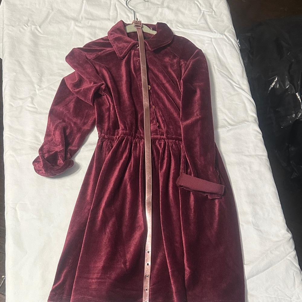 Elegant Velvet Kids Dress in Rich Burgundy